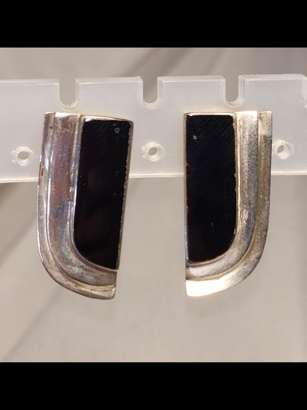 Modern Black and Silver Arch Earrings